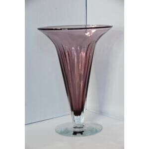 Studio Art Glass Blenko Blown Art Glass Footed Trumpet Vase